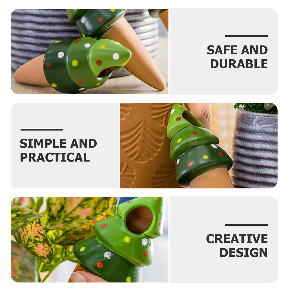 4 قطعة مسامير سقي ذاتية تصميم شجرة عيد الميلاد الكرتونية ملحقات نباتات داخلية سهلة الري مسامير سقي رائعة #4