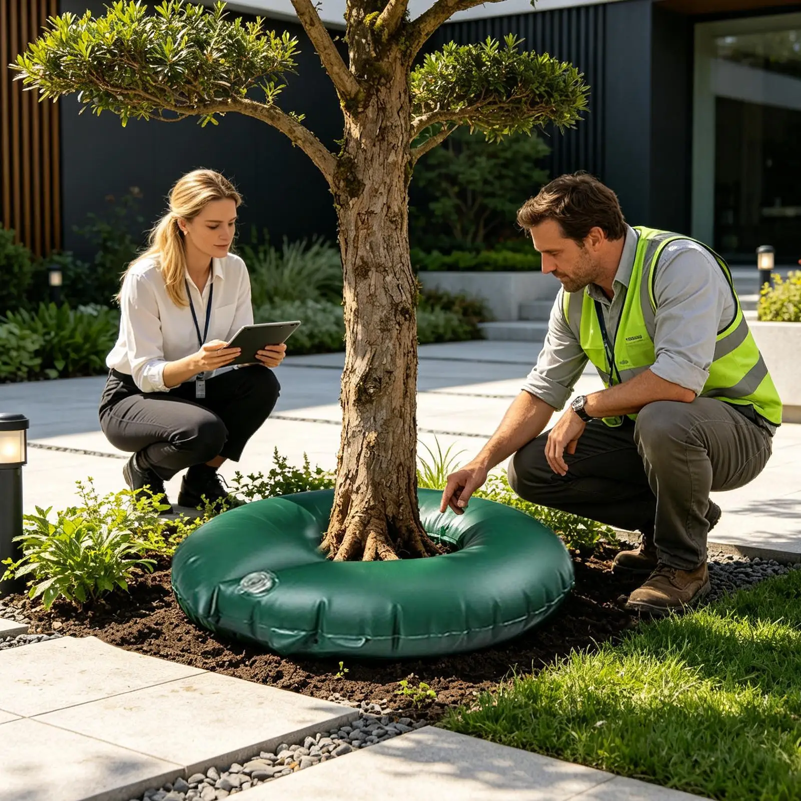 Tree Gater Watering Bag 10 Gallon PVC Ring-Shaped Drip Irrigation Adjustable Tree Planting Water Bag For Gardens Patios