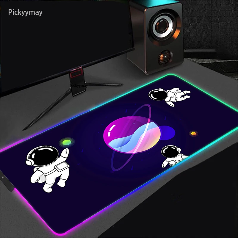 

Large Mouse Pad RGB Mousepad Astronaut Desk Mat Gaming Mouse Mat Cute Gamer XXL Mause Pad LED Mausepad For PC Mice Keyboard