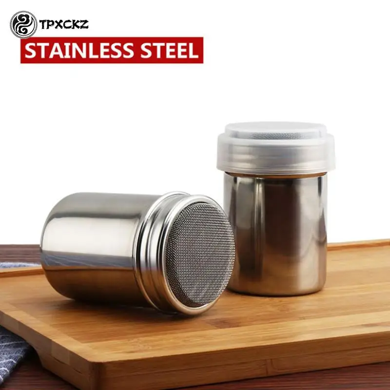Stainless Steel Cocoa Flour Coffee Sifter Flour Sugar Icing Mesh Sifter Powder Spreading Tank for Fancy Coffee Barbecue Tools