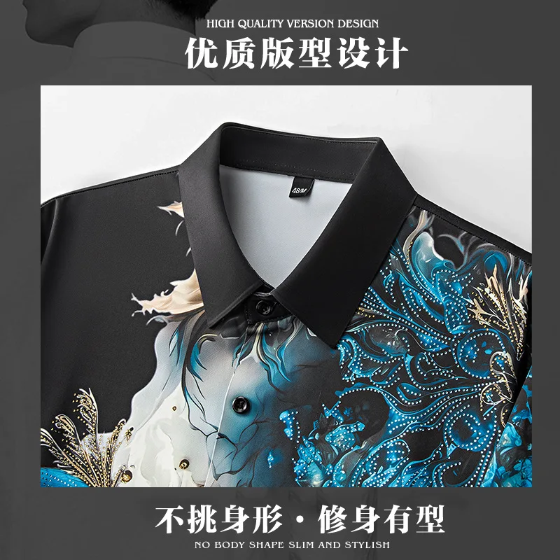 Heavy Duty Rhinestone Long Sleeved Shirt for Men Luxury Casual Business Dress Shirts Stage Celebrity Banquet Party Shirt 2025