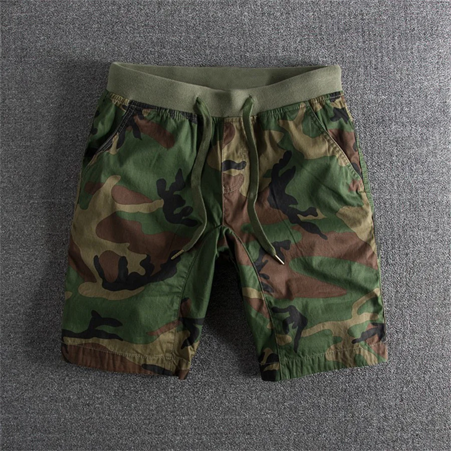 2024 Summer Men Camouflage Shorts Casual Elastic Waist Comfort Loose Jogging Pants Cotton Cargo Gym Running Shorts Beach Shorts