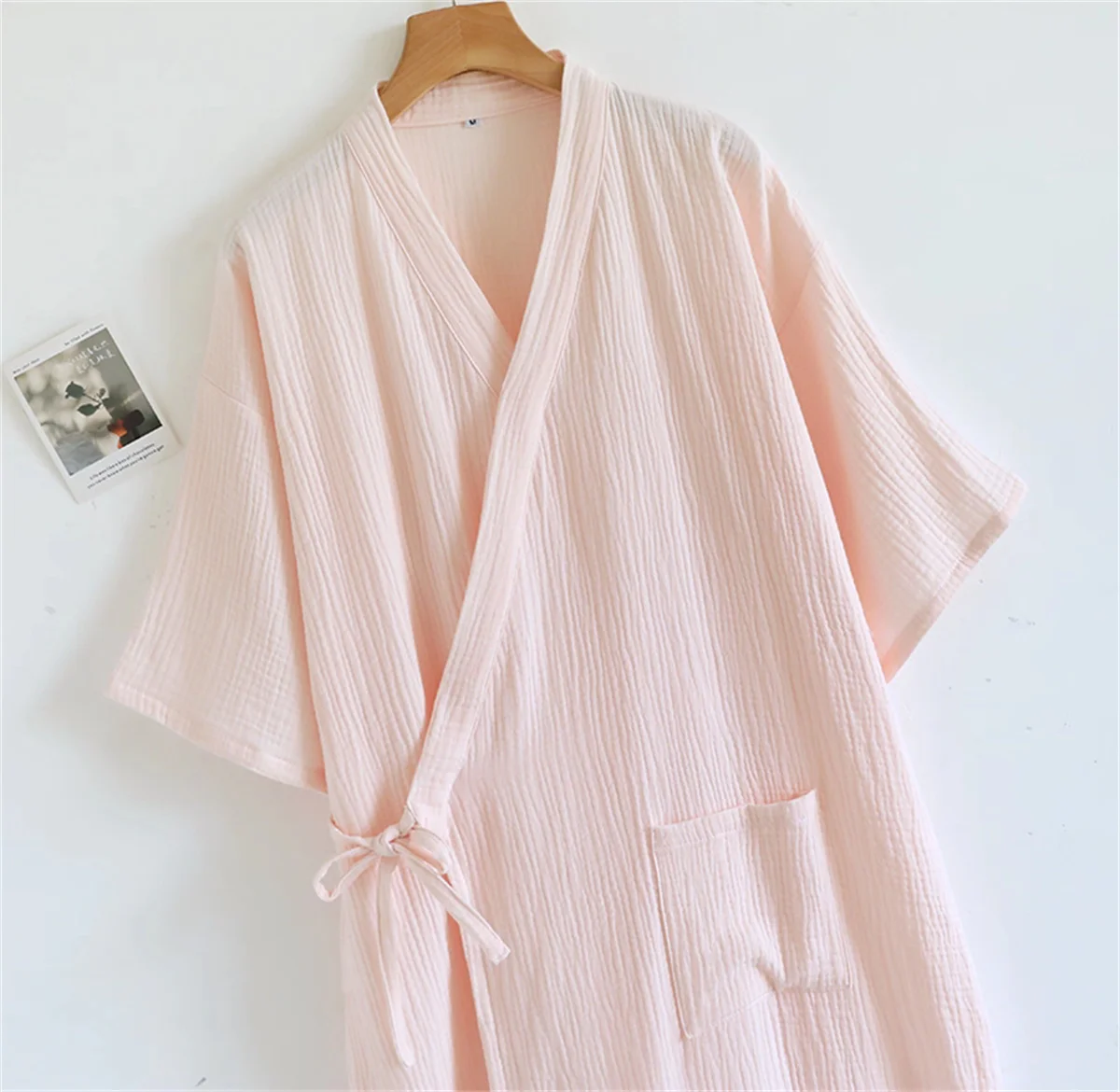 Batas de Crepé 100% Algodón Primavera/Verano 2026, Kimono Estilo Japonés, Camisón Fino para Mujer, Bata de Baño para Hombre, Pijama para el Hogar