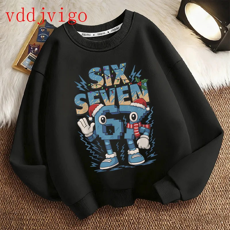 Sweat à capuche col rond 67 Six Seven vêtements volez un cerveau dessin animé filles garçon à capuche italien Brainrot sweat enfants hauts filles
