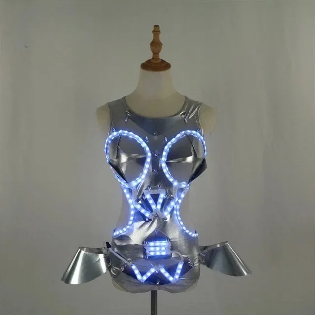 Full Color LED Luminous Party Skirts Sexy GirL LED Luminous Costumes Night Stage Singer