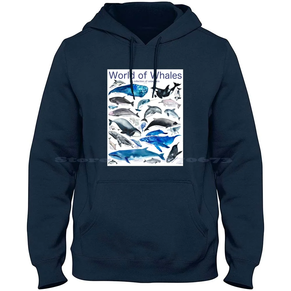 World Of Whales 100% Pure Cotton Hoodie Tshirt Whales Cetacean Humpback Whale Animal Wildlife Ocean Marine Art Right Whale Blue