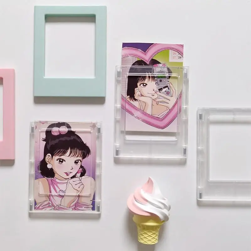 1/5Pc Refrigerator Magnet 3-inch Minimalist Photo Frame Transparent Acrylic Photo Card Display Refrigerator Decoration