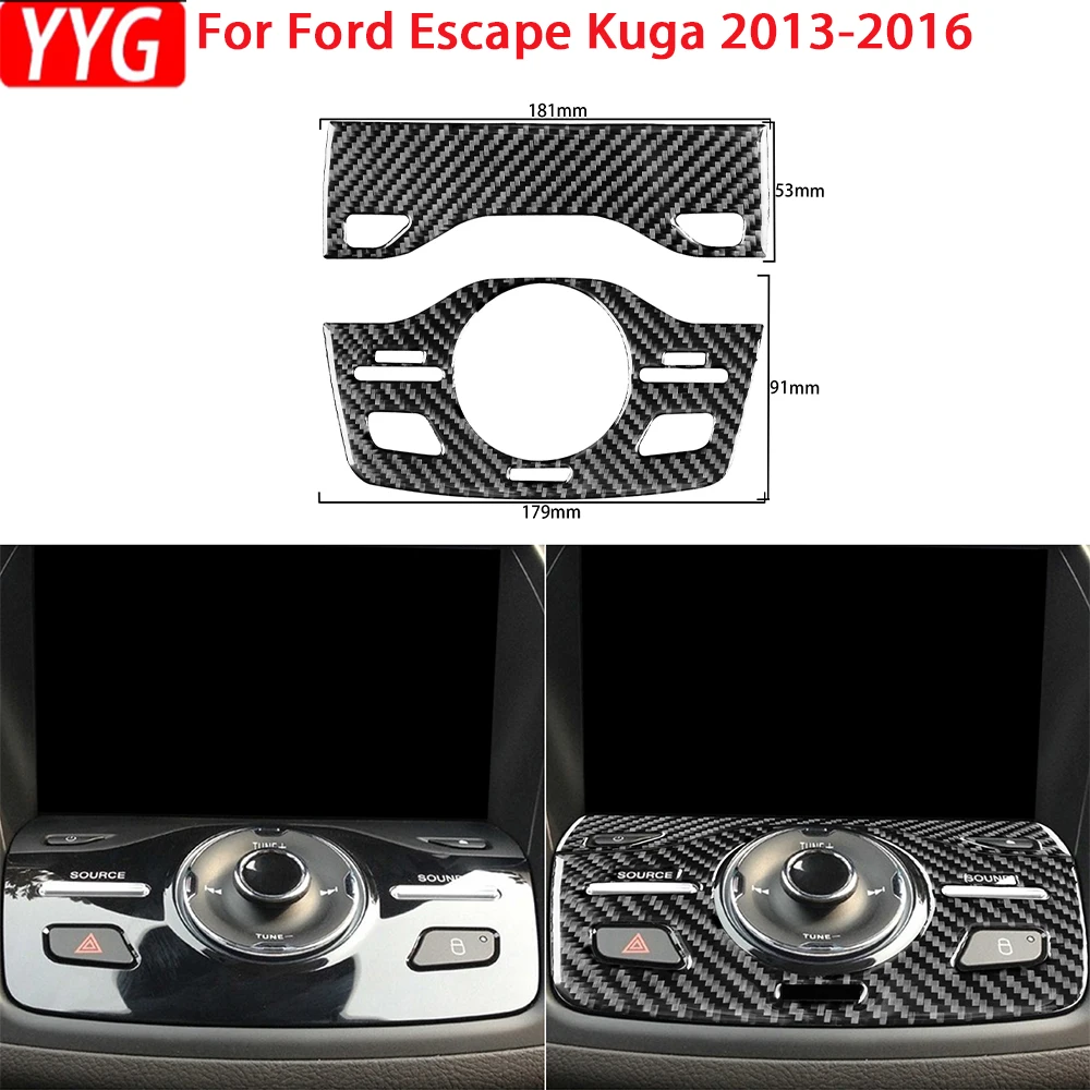 

For Ford Escape Kuga 2013 2014 2015 2016 Carbon Fiber Accessories Car Interior CD Radio Control Panel Trim Sticker Decoration