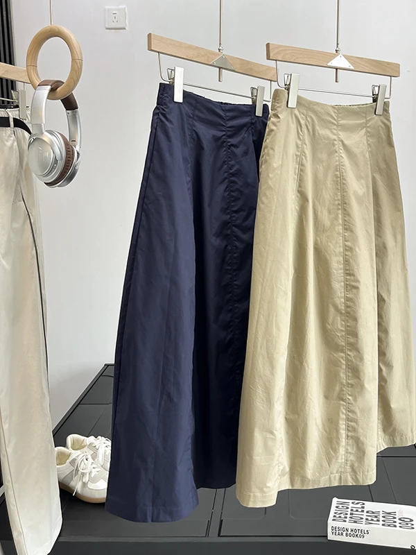 

Новая женская универсальная шифоновая юбка-миди U-серии с высокой талией, эластичная, тонкая, хлопковая, А-силуэта, весна-лето