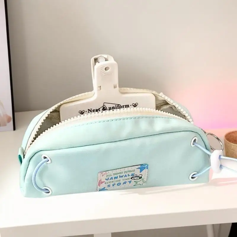 Large Capacity Blue Pencil Bag with Drawstring, Zipper, Perfect Student School Supplies Storage Accessory, Thoughtful Gift