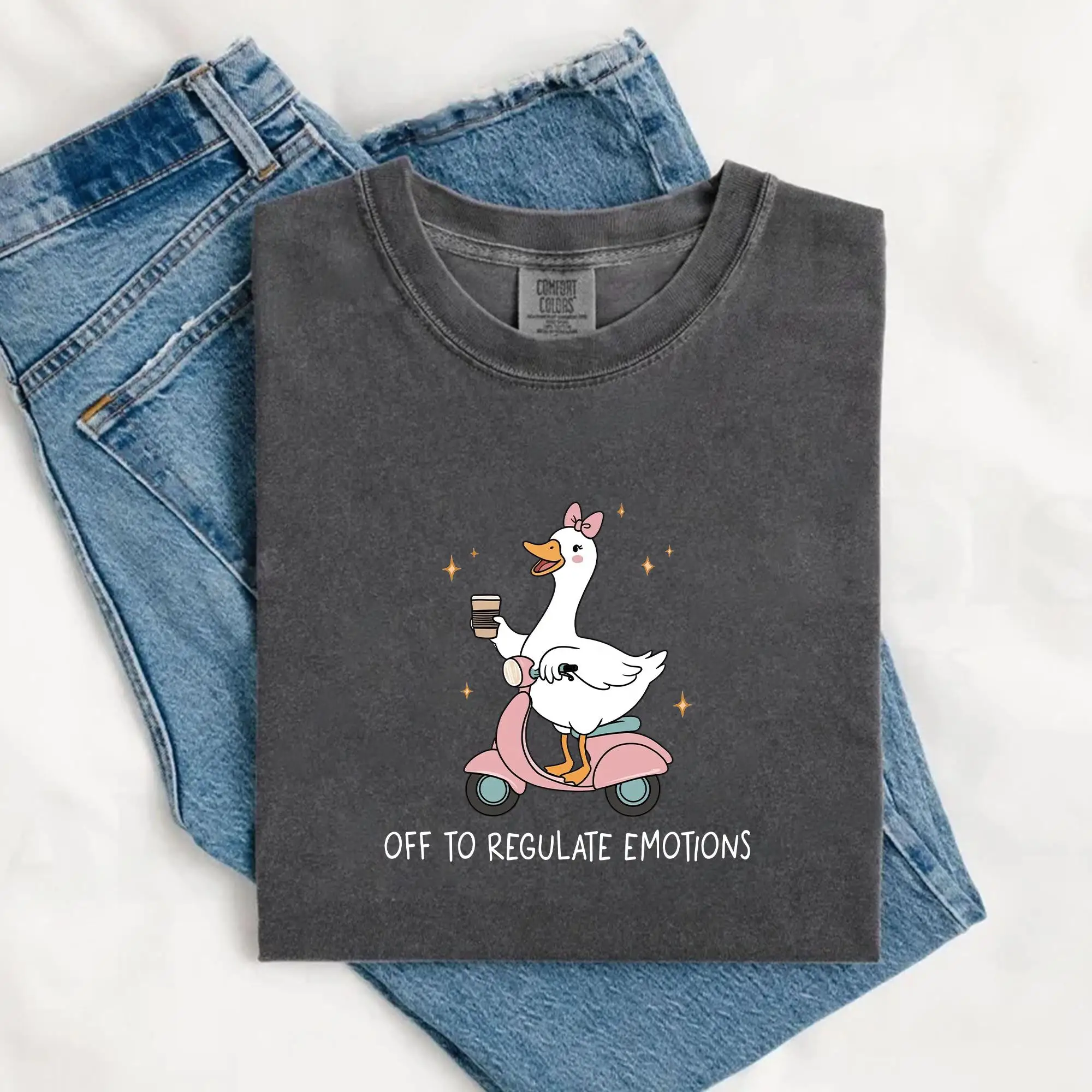 Off To Regulate Emotions Shirt, Silly Goose Graphic Tee, Mental Health Teacher Counselor Gift