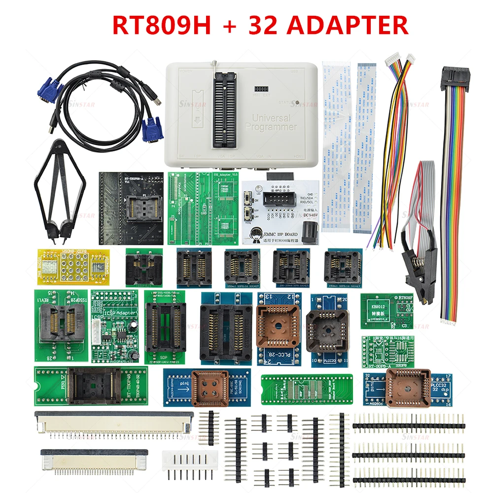 Originla 2022 RT809H Universal Programmer EMMC-Nand FLASH + 32 Adapters High Programming Speed