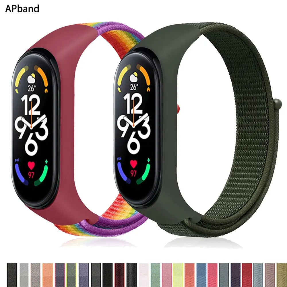 Ремешок нейлоновый для xiaomi mi band 6, спортивный браслет для наручных часов Mi band 7 6 5 4 3