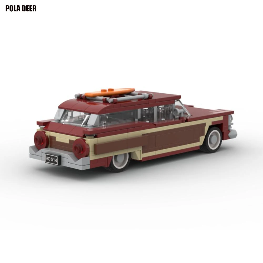 Poladeer 357 Pcs Country Squire Retro Sports Car Creative Design Assembly Building Block Model Boy Toy Birthday Holiday Gift