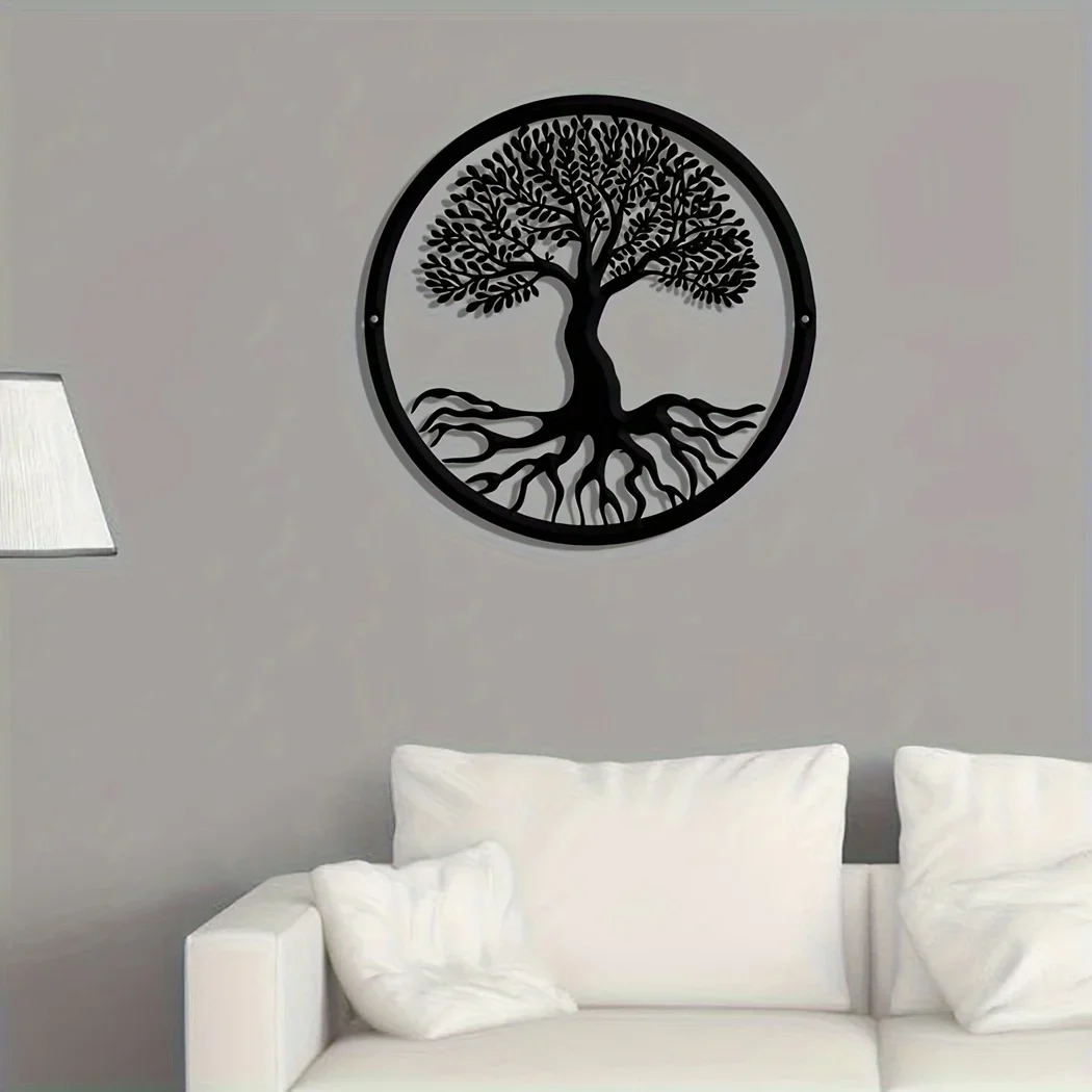 CIFBUY Metall-Wandkunst Lebensbaum-Dekoration, Lebensbaum-Metallschild, Stammbaumschild mit Namen, Lebensbaum-Kunst, Wanddekoration