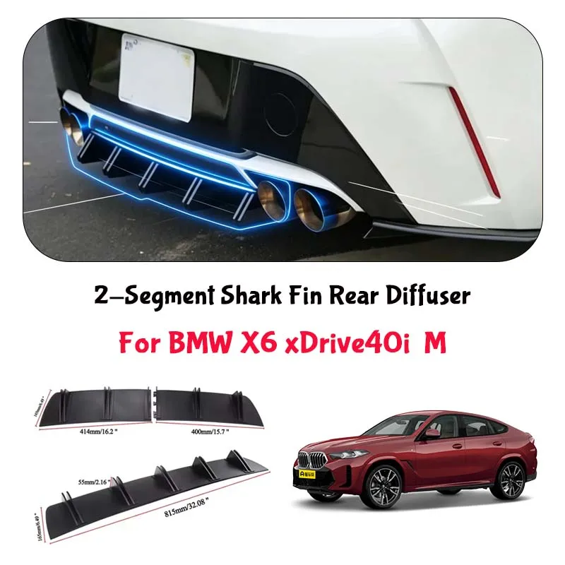 For BMW X6 xDrive40i  M Shark Fin Rear Diffuser Split Chassis Spoiler Auto Aerodynamic Parts Aerodynamic Modification