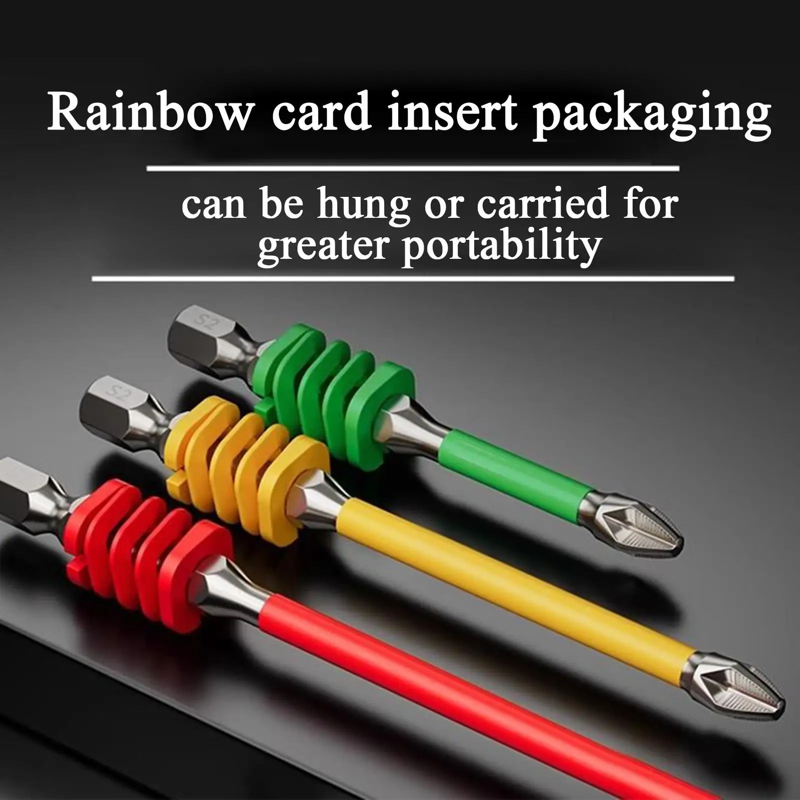 Screwdriver Drill Bit Set 2 Pieces Magnetic Screwdriver Bit Set Tough Anti-Slip Tips with Spring for Household Technician Work