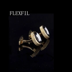 FLEXFIL Luxury shirt cufflinks for men's Brand cuff buttons cuff links High Quality round wedding abotoaduras Jewelry gemelos