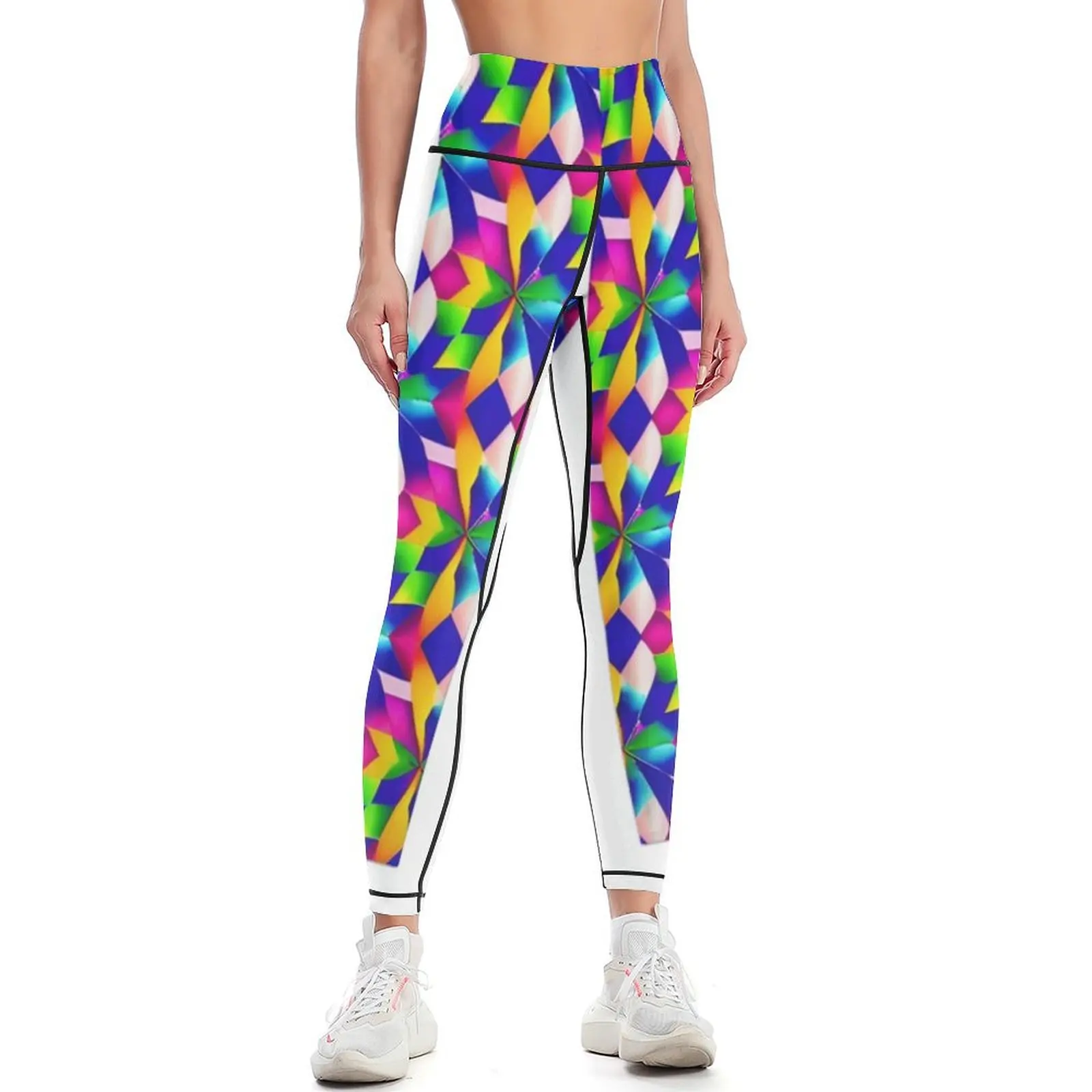 Abstract vibrant joyful pattern Leggings high waist Sports pants woman leggins push up woman Fitness clothing Womens Leggings