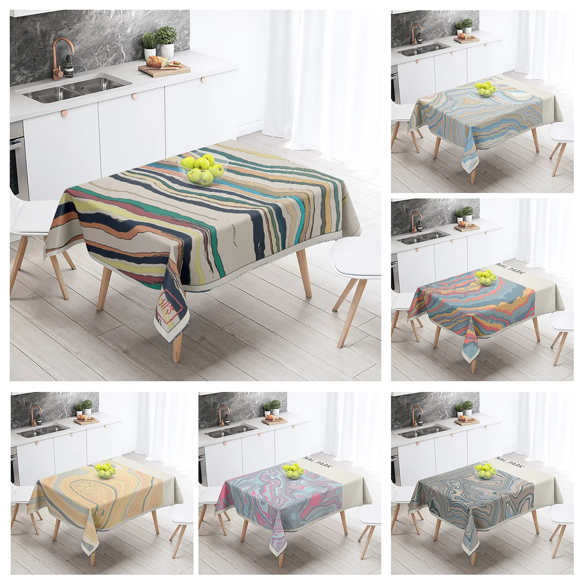 Morandi Ins Style Tablecloth Abstract Art Design 2025 New Geometric Pattern Decorative Tablecloth for Coffee Shop