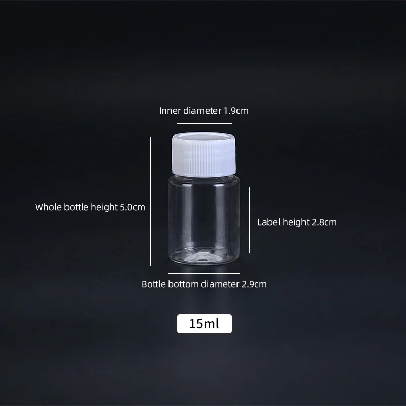 15ml/20ml/30ml/100ml Plastic PET Clear Empty Seal Bottles Solid Powder Medicine Pill Vial Container Reagent Packing Bottle