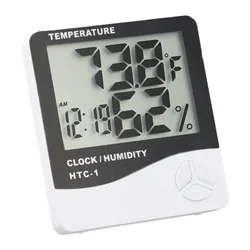 HTC-1 Digital LCD Room Thermometer Indoor Hygrometer Humidity Meter Alarm Clock Digital Display Electronic Thermohygrometer