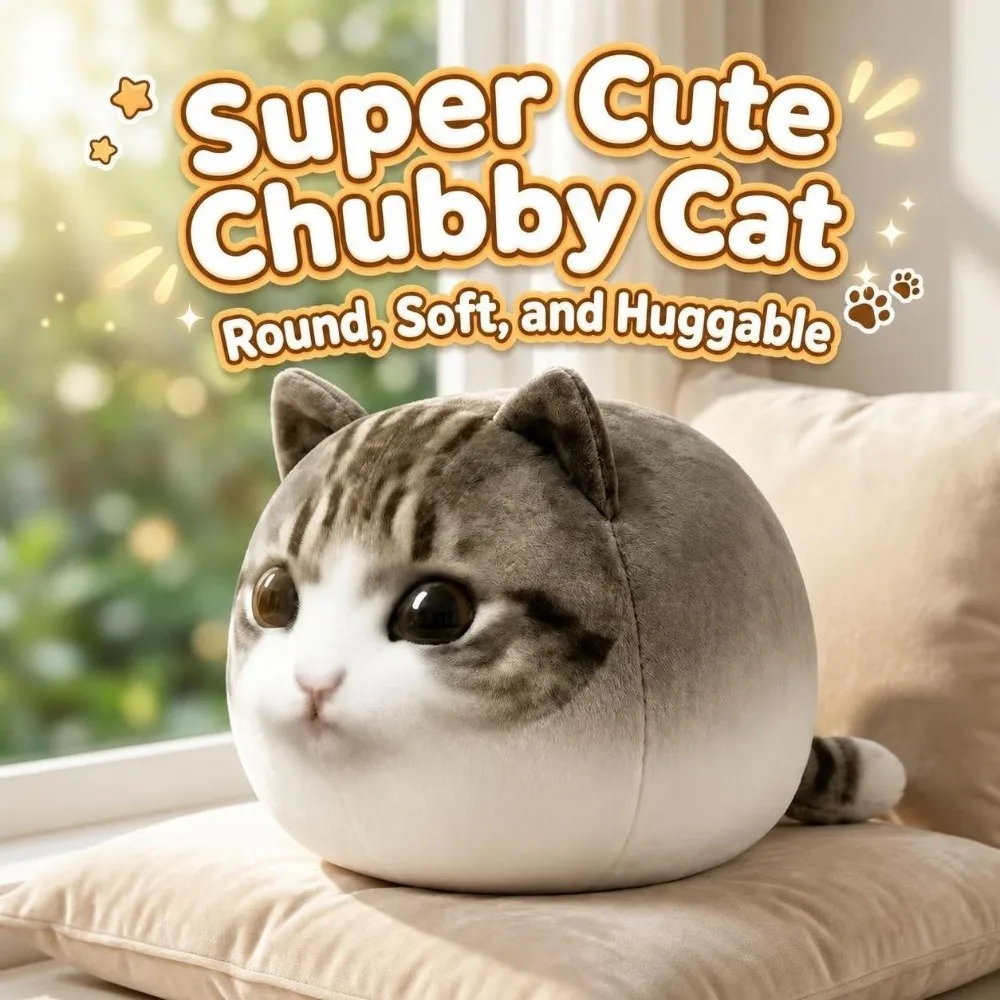 Funny Round Chubby Tabby Meme Cat Pillow Soft Fluffy Crispy Angle Cat 15/25/35/45cm Cartoon Cat Animal Gift