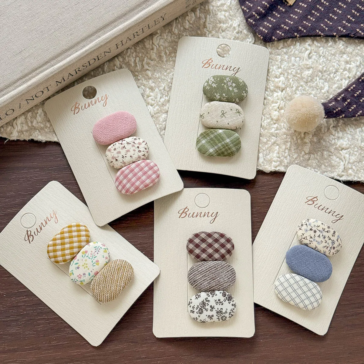 New Plaid Small Oval Hairpin Fabric Bangs Side Clip Baby BB Clip Girl Hairpin Chilren's Hair Clip Hair Accessories Kids Headwear