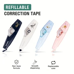 KHINSUN School Correction Tape with Refill Pen Style White Out Corrector Easy Replaceable Correction Tapes