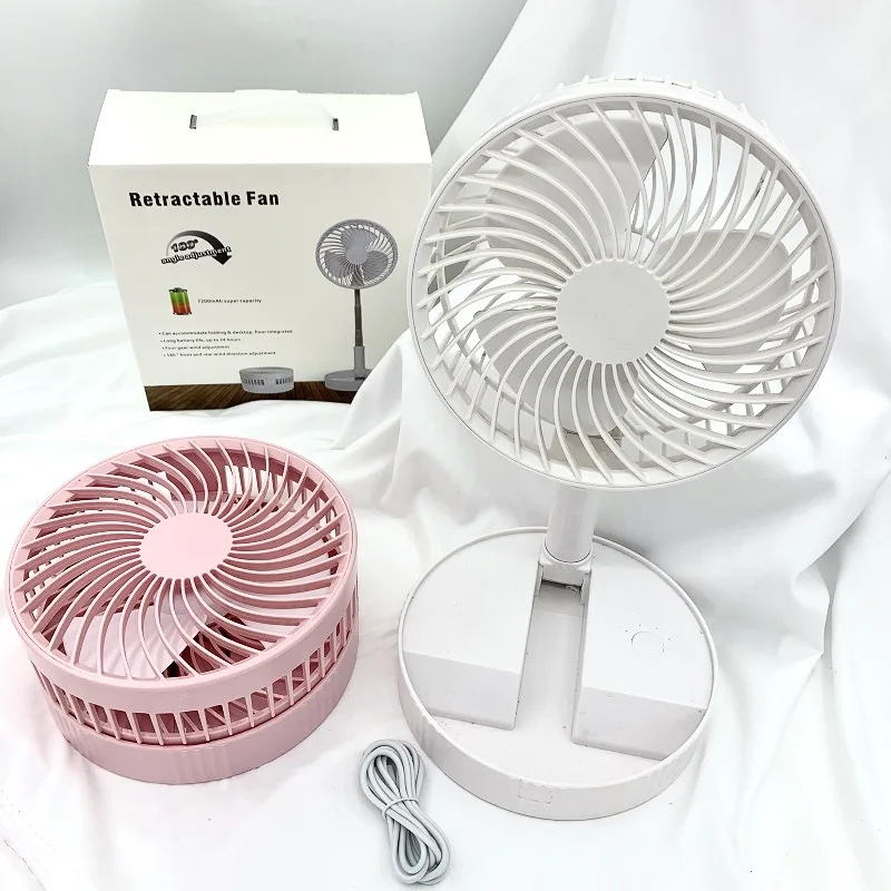 Ventilatore elettrico pieghevole da 7200mAh raffreddatore d'aria telescopico portatile ricaricabile USB a basso rumore a 4 velocità per il campeggio