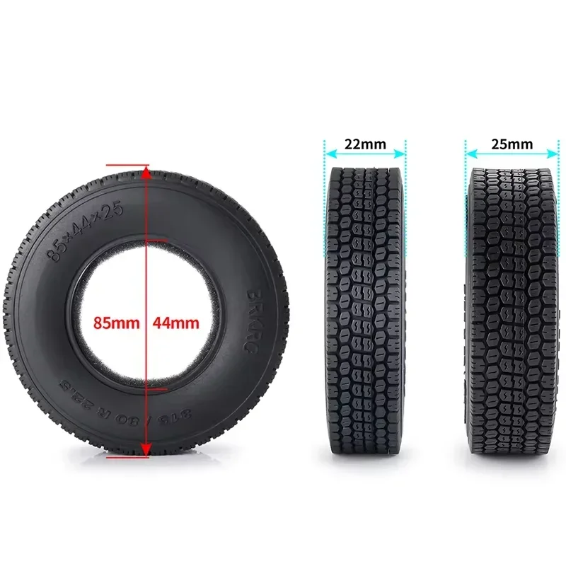 Simulation 1 Pair 1/14 Rubber Tire for 1/14 Tamiya RC Truck Tipper for SCANIA 770S R620 for VOLVO ACTROS AROCS wheel Rim