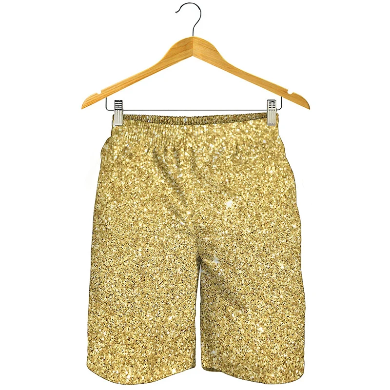 Full Print Sequins glitter Graphic Beach Shorts For Men Women Casual Oversized Board Shorts Summer Quick Dry Short Pants