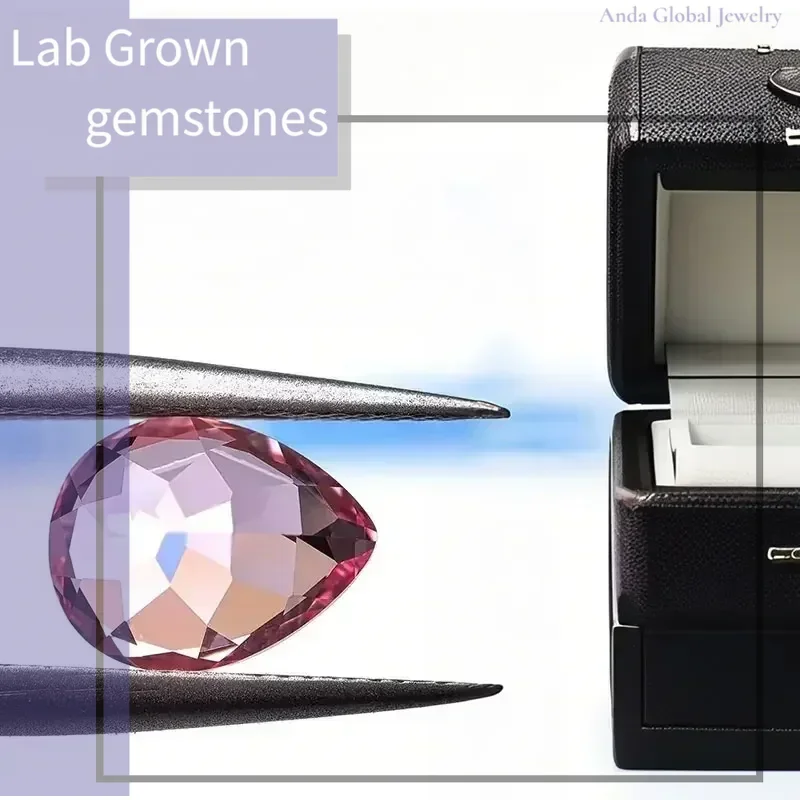 

L-Wholesale Lab Grown Sapphire Pear Shape Sunrise Pink Color VVS1 Gemstone Beads for Diy Jewelry Making Selectable AGL Certifica