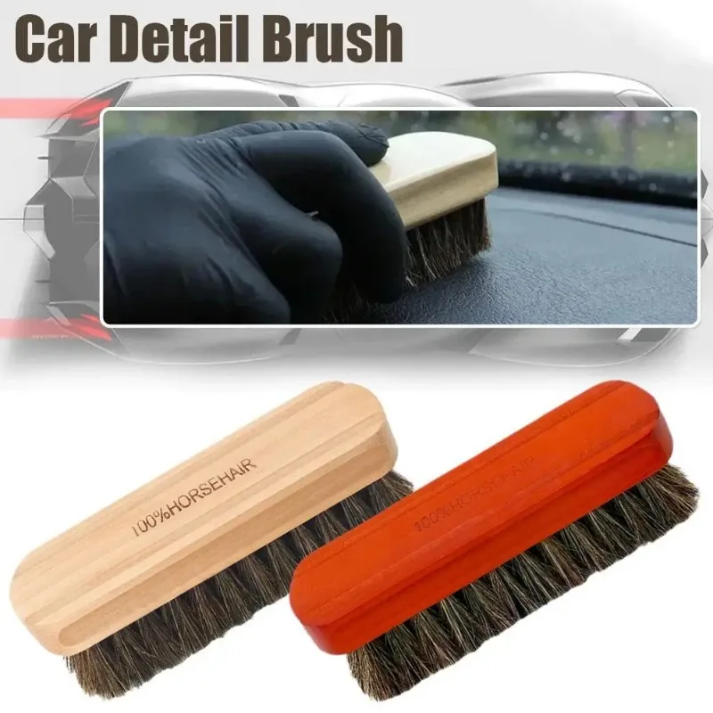 Soft Horsehair Leather Cleaning Brush Genuine Horsehair Detailing Brush Car Interior Detailing Tool For Car Cleaning And Washing