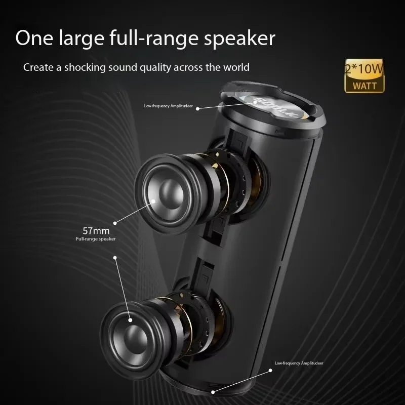 TX9 Detachable Bluetooth Speaker 3D Stereo Bass Portable Speaker IPX6 Waterproof Suitable TWS Boom Box Colorful Lights Subwoofer