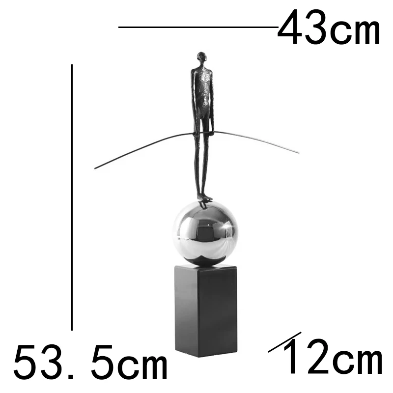 53 см Современная черная чугунная мраморная балансировочная фигурка, скульптура, украшение для офиса, виллы, отеля, клуба, дизайнерское украшение для дома, ремесла