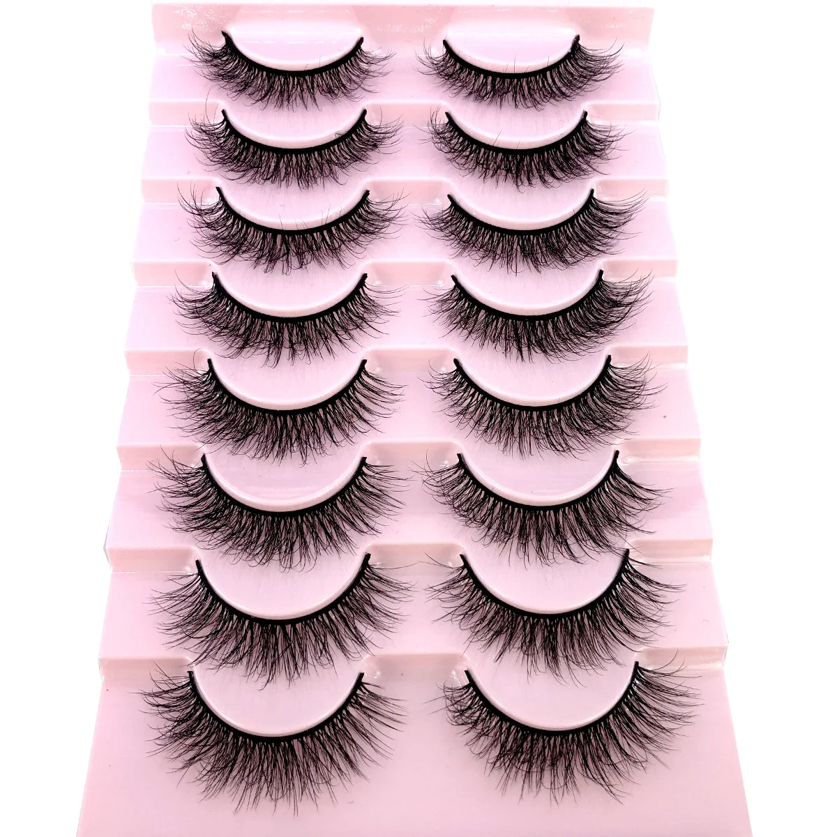 8 pairs of natural long makeup false eyelashes 3D artificial mink eyes eyelash extension beauty