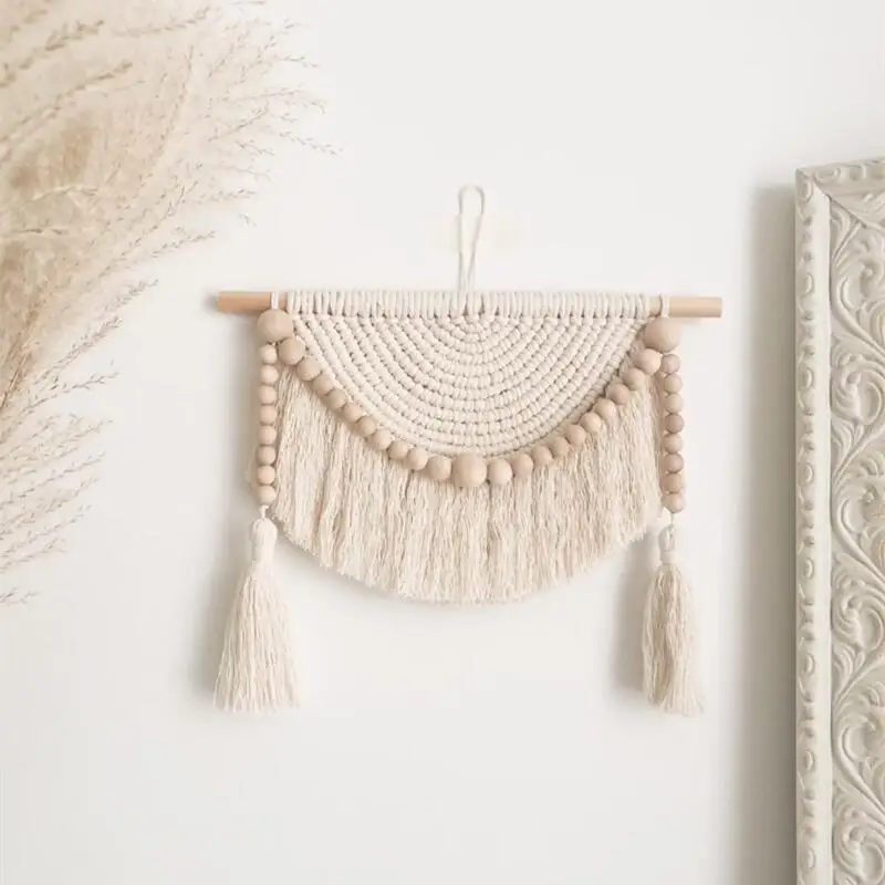 Chic Macrame appeso a parete stile bohémien cotone tessitura a mano arazzo per soggiorno camera da letto decorazione della parete casa decorazioni