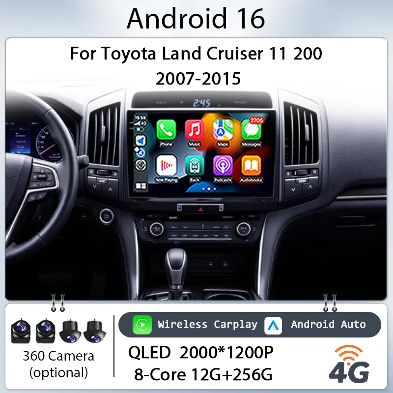 

Touch Screen Multimedia Player Wireless CarPlay GPS 10" for Toyota Land Cruiser 11 200 2007-2015 Car Stereo Android 16 IPS HD