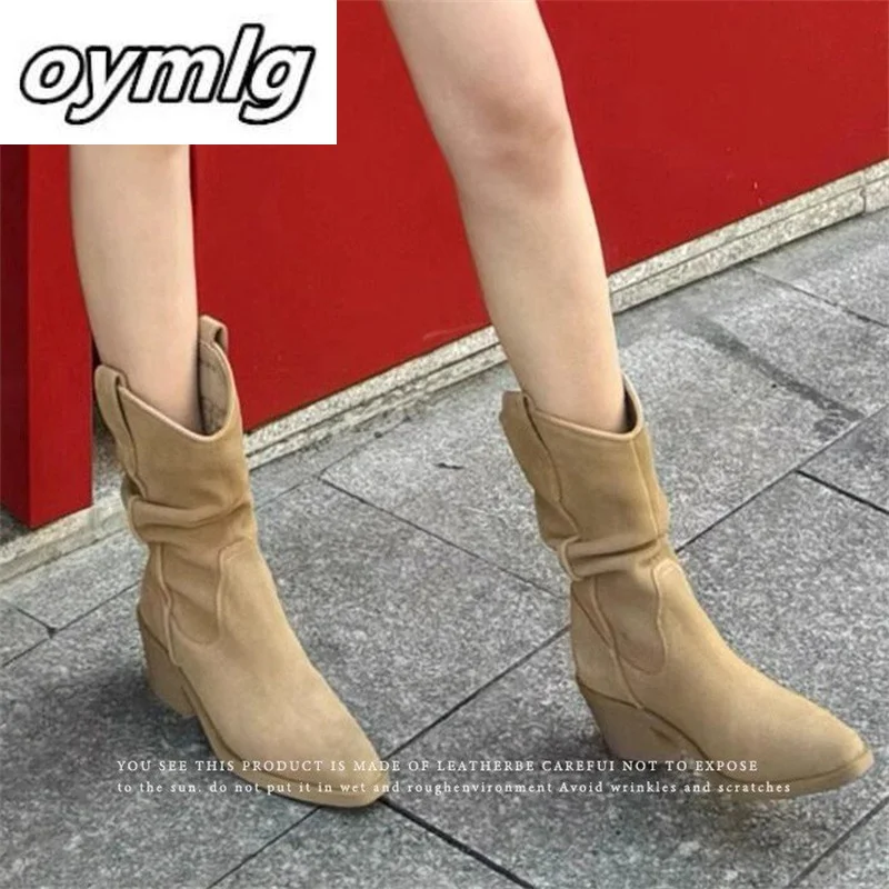 2024 new autumn and winter season square heel versatile retro comfortable short boots