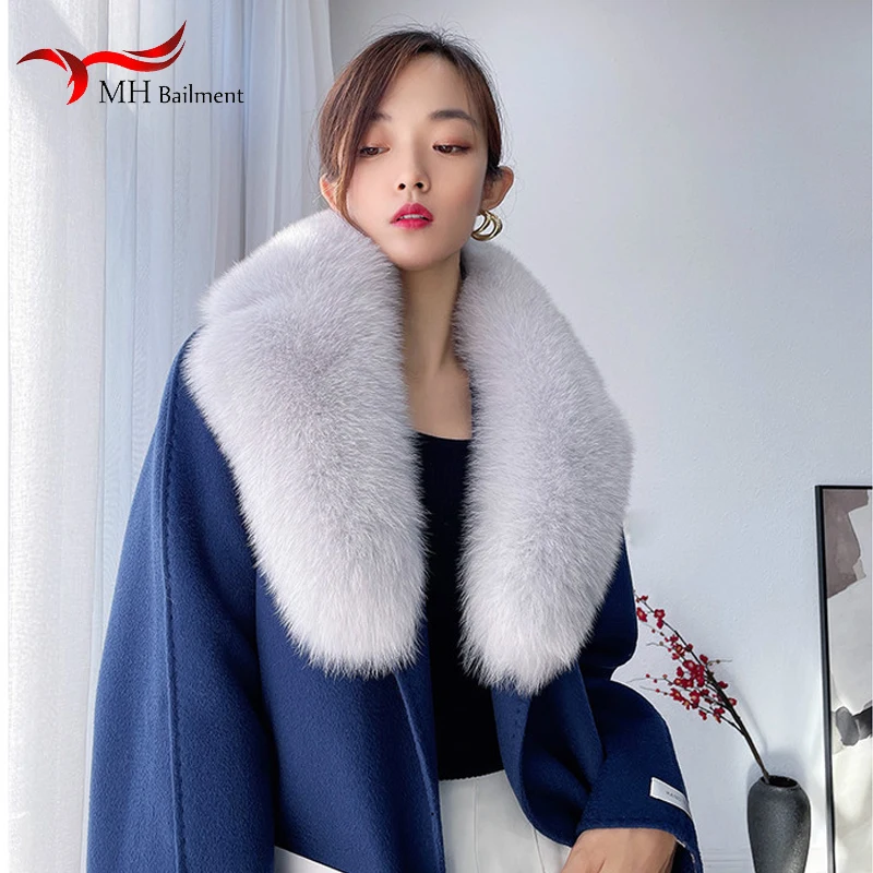 Wool Scarf Fox Maoxizhuang Collar Whole Coat Overcoat Hair Lead Leather And Fur Scarf Long Fund Men And Women General Purpose