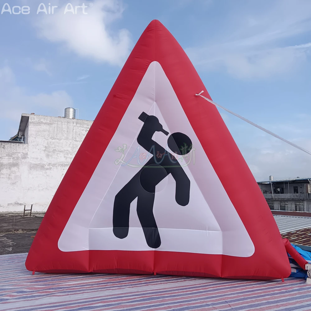 Outdoor verkeerswaarschuwing slogan opblaasbare logo muur met gratis ventilator voor reclame of activiteiten