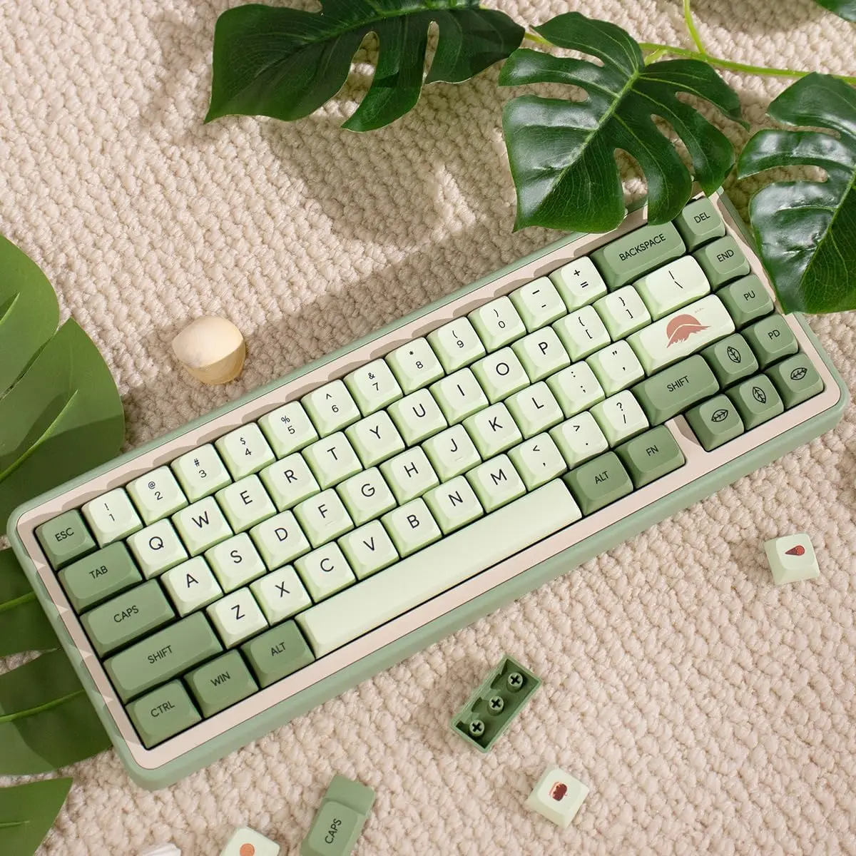 

Matcha Keycaps for Mechanical Keyboard, PBT Keycap Set, Dye Sub XDA Profile, Fit for 61,64,87,108, Cherry Mx Switches, 124 Keys