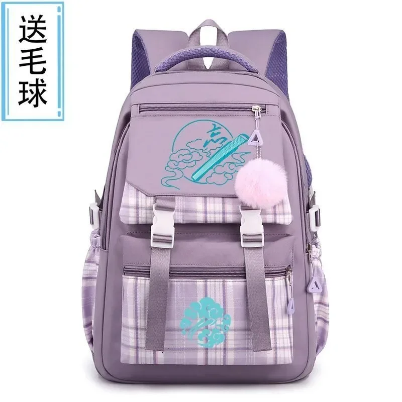 

Breathable mesh, Tartan Plaid Blue Purple, Grandmaster of Demonic Cultivation, Mo dao zu shi, School Bags, Anime Backpacks Girls