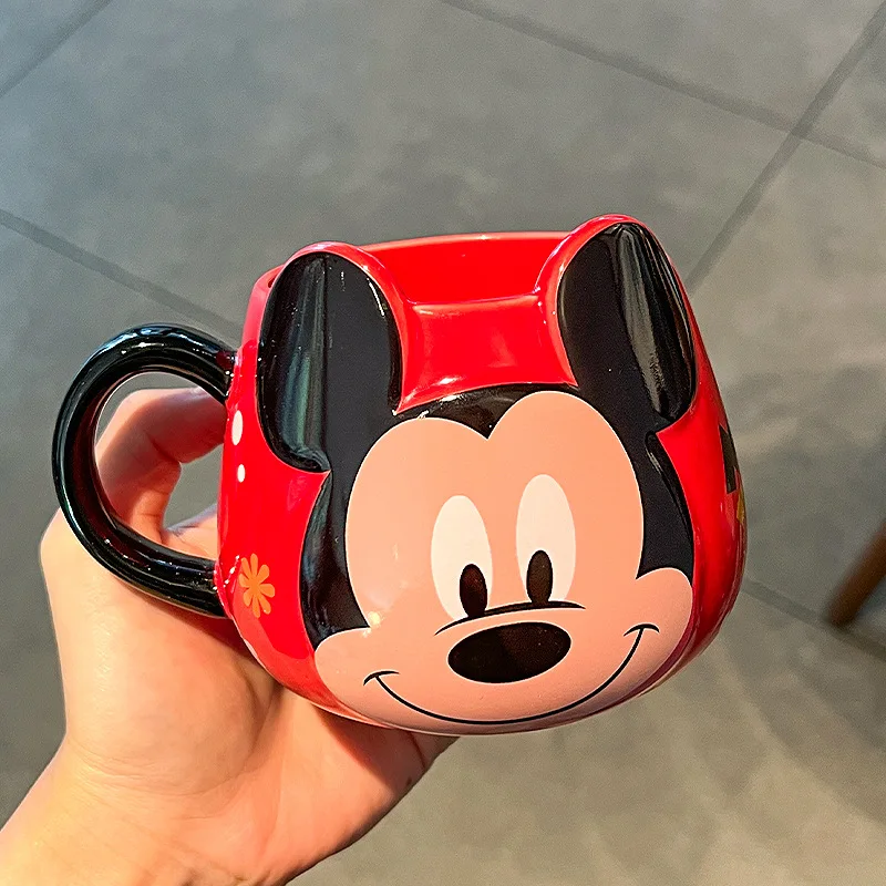 Disney Mickey Mouse Winnie the Pooh Cute Cartoon 480ML Big Bellied Ceramic Cup Kawaii Lovely Water Cup Home Decor Holiday Gifts