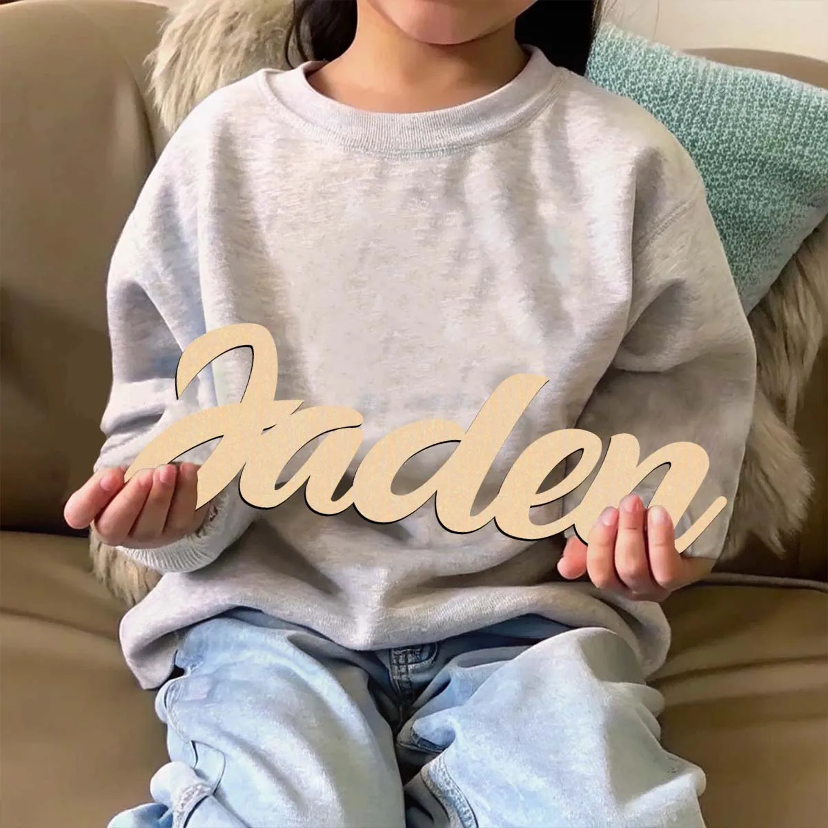 1pc Creative eaden example Custom Name Wooden Plaque Wood Material Laser-Cut Sign Unfinished Wood for Painting or Glittering