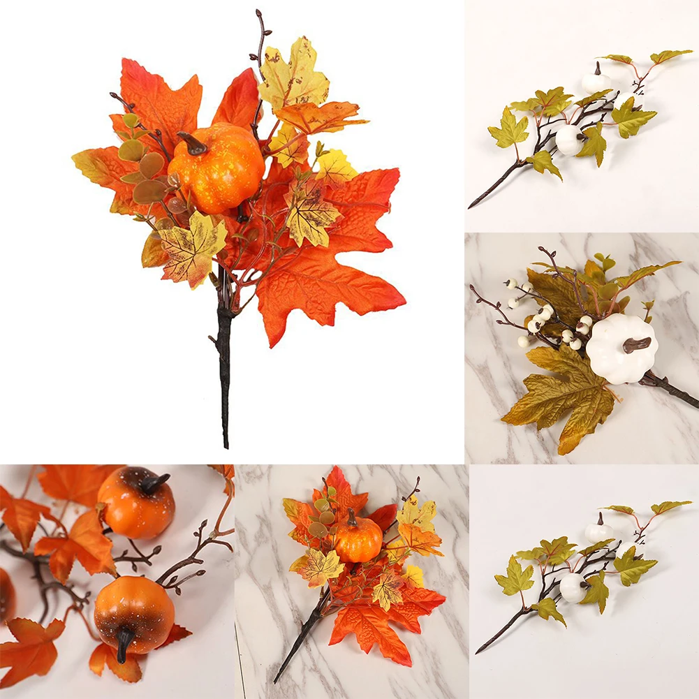 Artificial Fall Maple Leaf Branch Autumn Floral Bouquets For Home Garden Harvest Thanksgiving Party Halloween Table Decoration