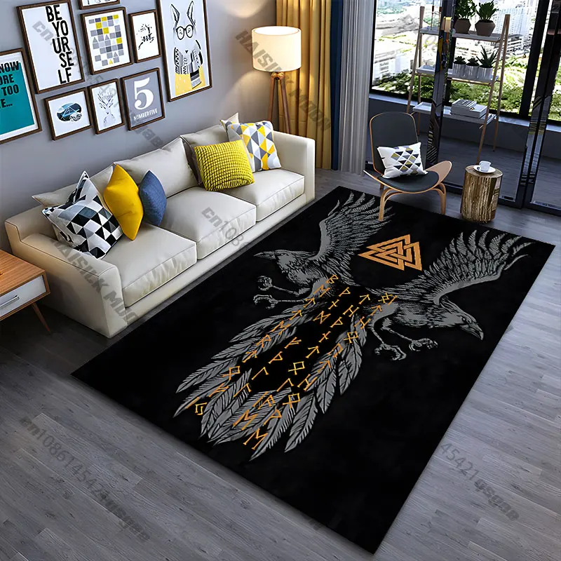 Viking symbolism power runes carpet Yoga living room room decor children's crawling mat doormat area rug games mat