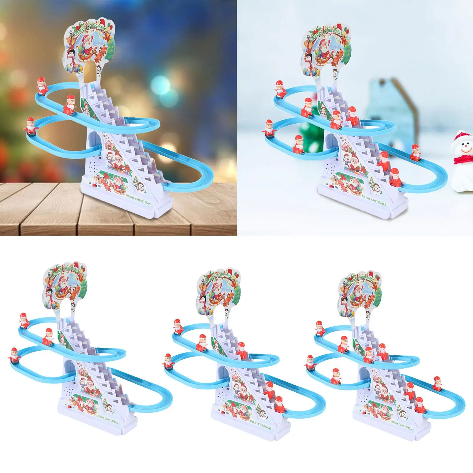 Juego de tobogán de Papá Noel con luces LED y música, pista de carreras divertida para niños pequeños, regalos de cumpleaños para niños y niñas