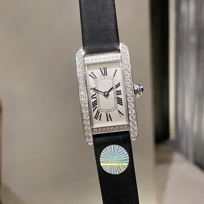 Reloj de mujer de alta calidad, marca de diseñador de lujo, esfera Rectangular, cristal de zafiro de diamante, reloj de cuarzo resistente al agua, regalo